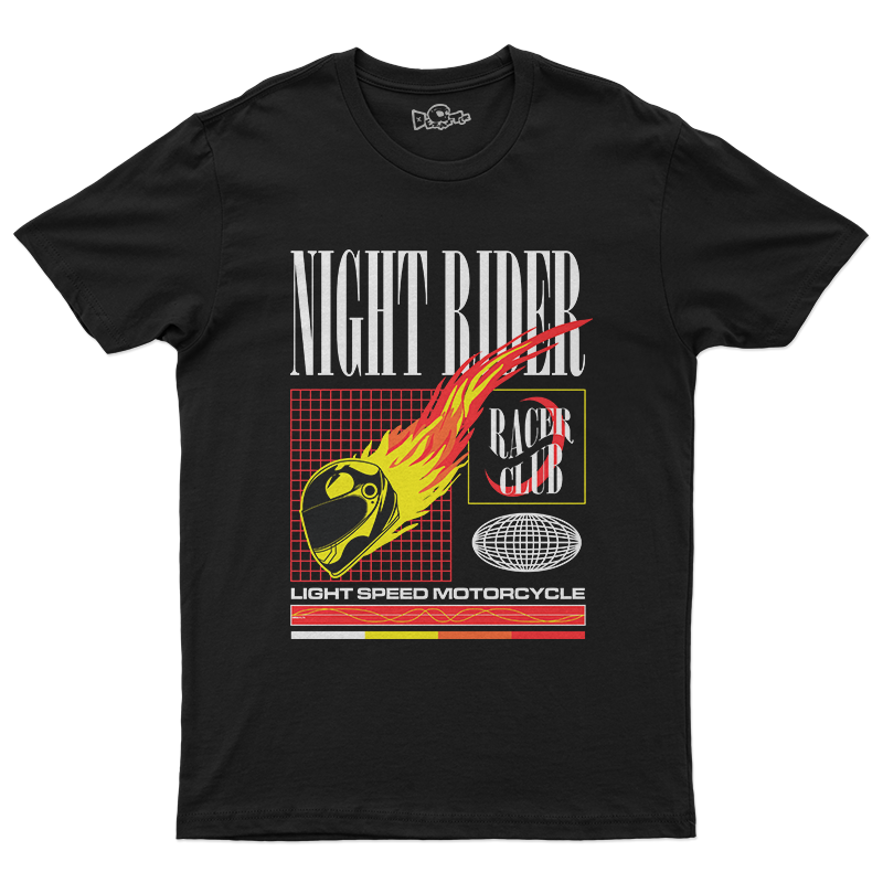 👕 Camiseta Night Rider – Light Speed Motorcycle Edition ⚫🔥🏍️