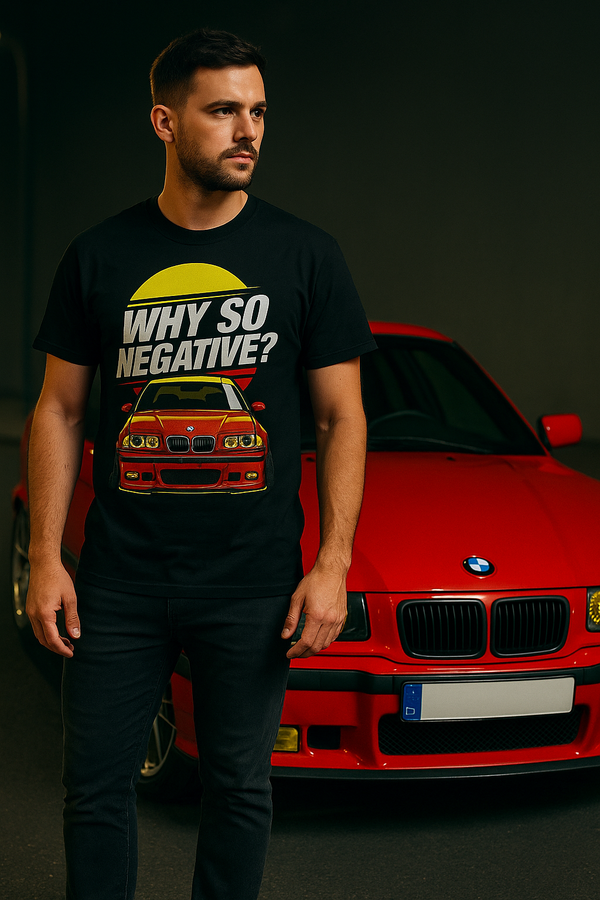 👕 Camiseta BMW E36 Why So Negative? ⚫🟡🔴