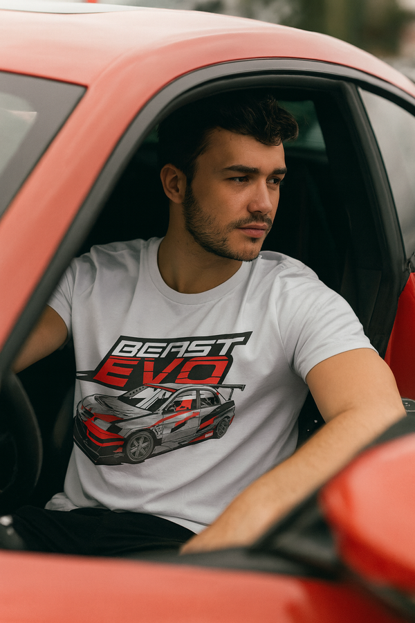 👕 Camiseta Beast EVO – White Edition ⚪🔥🚗