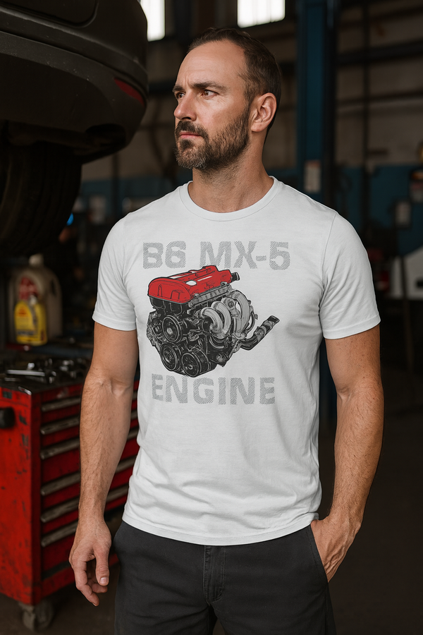 👕 Camiseta MX-5 Engine – White Edition ⚪🔧🚗