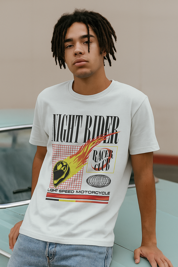 👕 Camiseta Night Rider – Racer Club Edition ⚫🔥🏍️