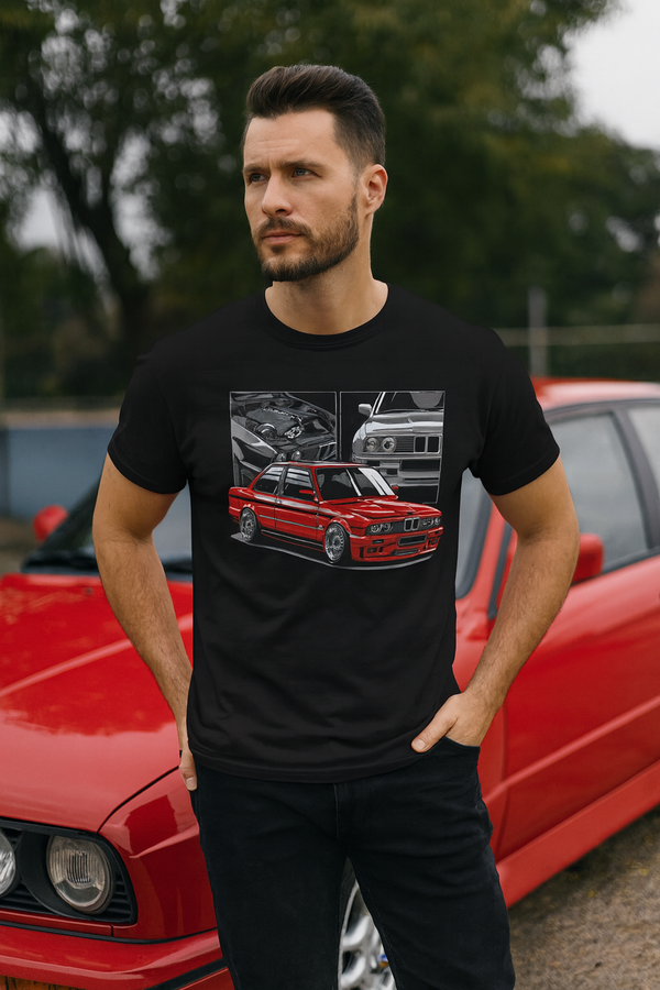 👕 Camiseta BMW M3 E30 ⚫🔴⚪