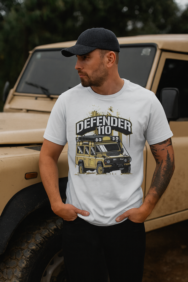 👕 Camiseta Defender 110 – White Edition ⚪🚙🌍