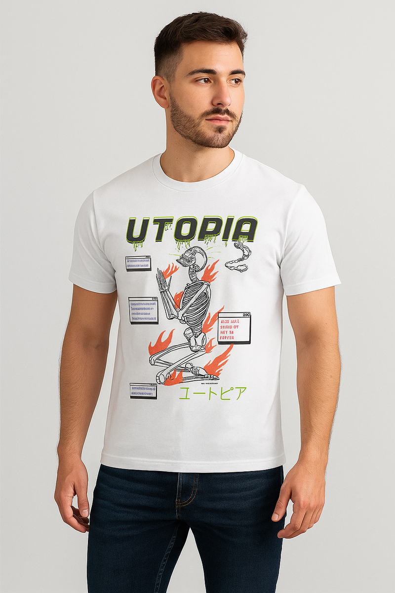 Camiseta Masculina Utopia Streetwear | Algodão Premium ⚡