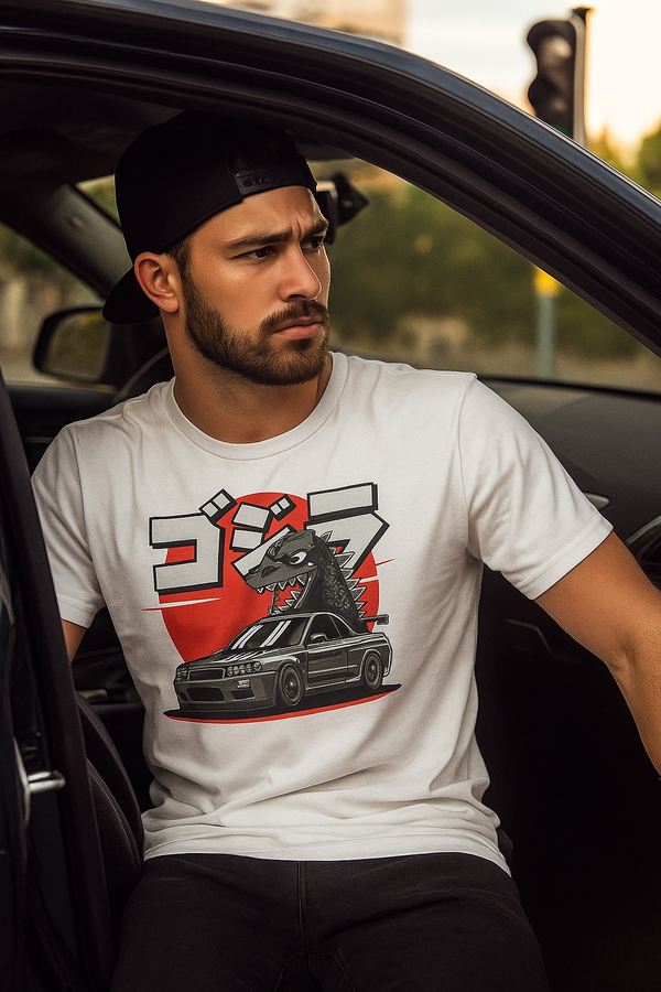 👕 Camiseta Godzilla Skyline – R34 Edition ⚪🔥🐉