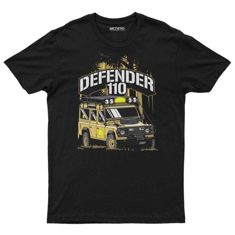 👕 Camiseta Defender 110 – Off-Road Edition 🟡⚫🌍