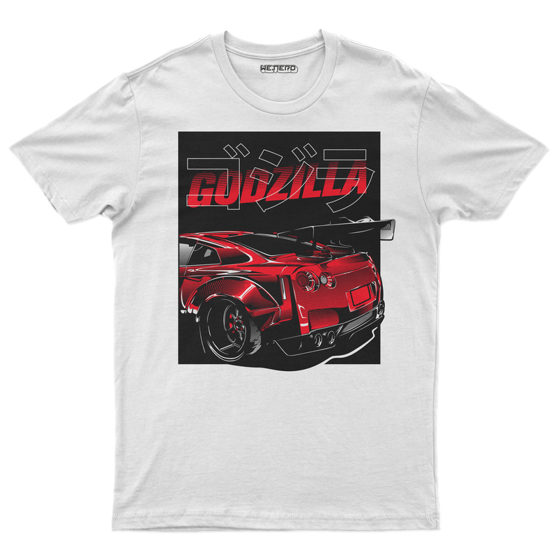 👕 Camiseta Godzilla GT-R ⚪🔴🐉