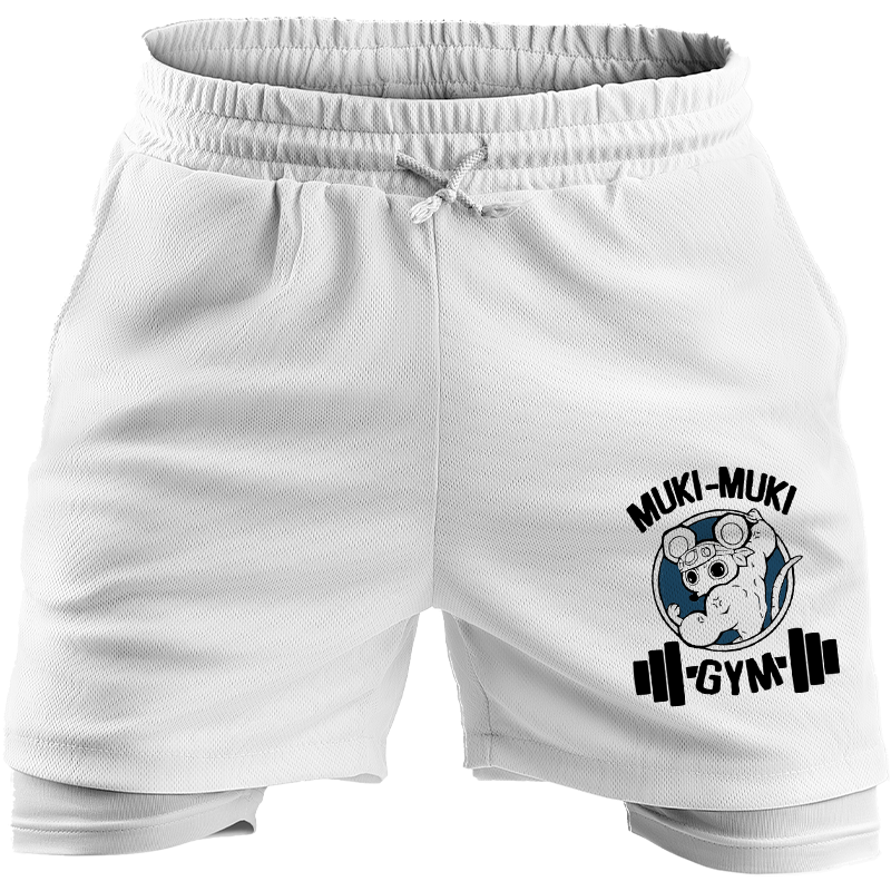 🩳 Bermuda Muki-Muki Gym – White Edition ⚪🐭