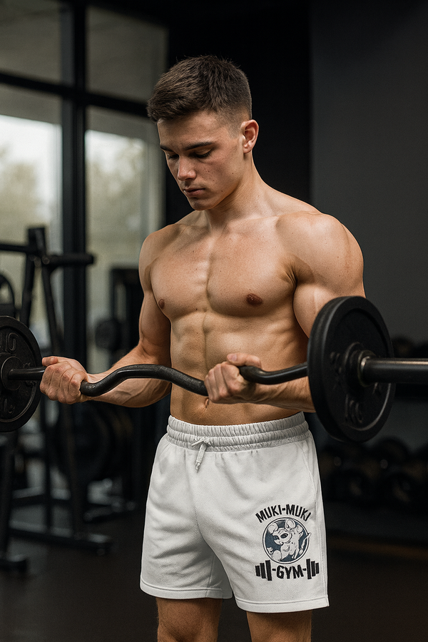 🩳 Bermuda Muki-Muki Gym – White Edition ⚪🐭