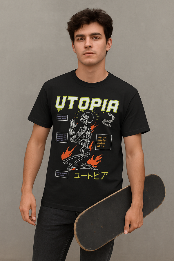 Camiseta Masculina Utopia Streetwear | Algodão Premium ⚡